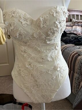 Ivory Floral Appliqué Bustier Corset Top